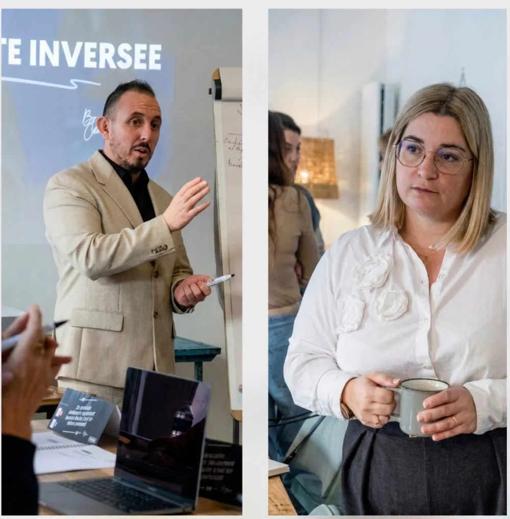 Julien anime une session La Vente Inversée® et une participante en formation