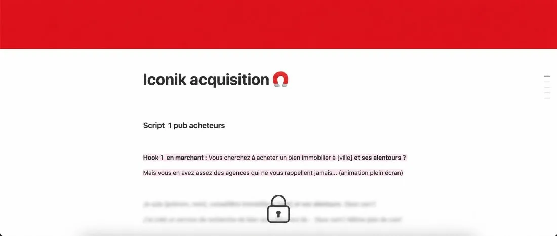 Script publicitaire acheteurs Iconik Acquisition